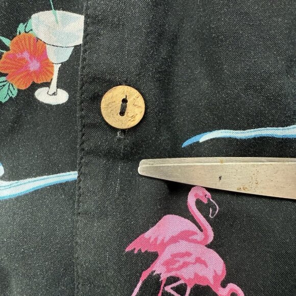 KS Island Mens 2XL Tall Black Short Sleeve Hawaiian Shirt Flamingo Martini - Picture 7 of 8